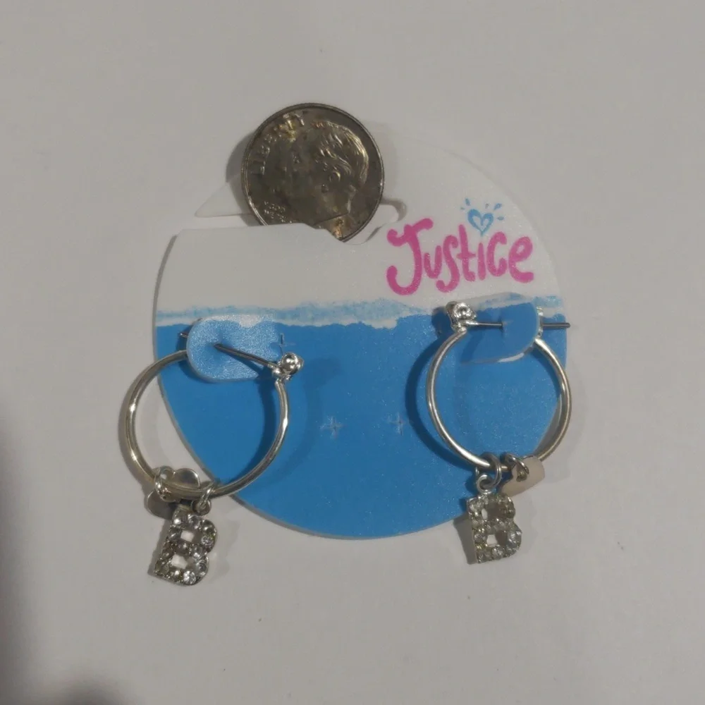 Justice Silver-tone Hoop Earrings Sparkling 
